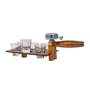Pahar shot Zilan cu suport si clopotel, set 6 bucati, sticla transparenta, 30ml, 10x10x7cm, EXT7244 - Img 1