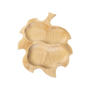 Platou servire din lemn Zilan, compartimentat, forma frunza, 37x27x2 cm, fag, EXT10103 - Img 3