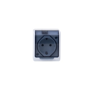 Priza simpla Zilan HERMES cu capac transparent, 16A/250V, IP44, 6.5x7.6x5 cm, ELPL-0324-01