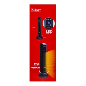 Radiator electric Zilan, 2200W, design turn, pentru incaperi pana la 25 m², negru, 74x21x21 cm, ZLN2076 - Img 6