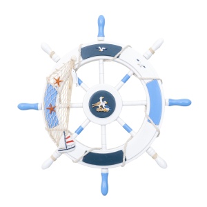 Roata decorativa Z-TOOLS din MDF, diametru 44.5cm, grosime 3.5cm, alb/bleu, 62x62x5cm, ZTS8035 - Img 1