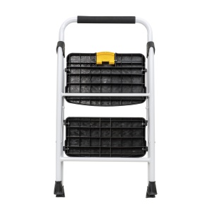 Scara metalica Zilan cu 2 trepte, pliabila, alba, lungime 45cm, latime 48cm, inaltime 82cm, greutate maxima suportata 150kg, ZTS8090 - Img 3