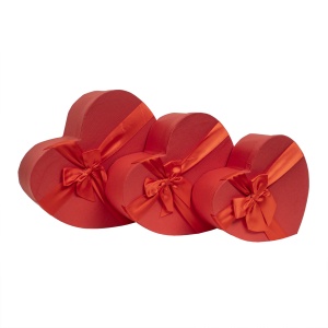 Set 3 cutii in forma de inima Zilan, dimensiuni: 13.5x29.5cm + 12x25.5cm + 10.5x22cm, rosu, CD2085-rosu-2 - Img 1
