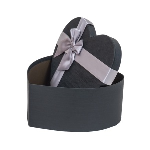Set 3 cutii inima Zilan, dimensioni 13.5x29.5 cm + 12x25.5 cm + 10.5x22 cm, cadou, decoratiune, CD2085-negru - Img 2