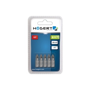 Set 5 bucati, bit-uri pentru surubelnita HOGERT PZ1, 25mm, otel S2, rezistenta la deformare si cracare, profil hexagonal 1/4", HT1S314 - Img 2