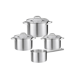 Set oale Zilan, 7 piese, inox, cratita 16x9.5 cm, oala 16x9.5 cm + oala 20x12.5 cm + oala 24x14.5 cm, ZLN1344