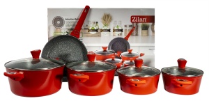 Set oale Zilan 9 piese, aluminiu, interior granit, 18x20x24x26x28 cm, 13 cm inaltime, ZLN3260 - Img 2