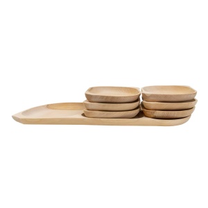Set platou mare cu 3 compartimente si 6 boluri Zilan, dimensiuni 40x30x5 cm, cod EXT6173 - Img 2