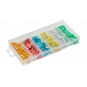 Set siguranțe auto HOGERT 120 buc, 5-30A, aliaj zinc, portocaliu, roșu, albastru, galben, clar, verde, 20 x 15 x 10 cm, HT8G500