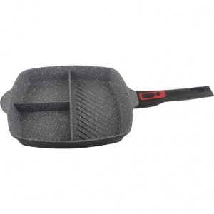 Tigaie grill Zilan 3 in 1, 28x28x4 cm, aluminiu, invelis granit antiaderent, maner detasabil, compatibila inductie, ZLN3352