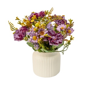 Aranjament floral Zilan, crizantema mov, ghiveci ceramic, 20x10 cm, H 20 cm, 1.5 kg, ZTS8056_2 - Img 2