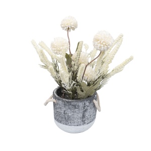 Aranjament floral Zilan, crizantema si lavanda, ceramica, alb, 12x12x27 cm, ZTS8054_2 - Img 2