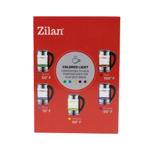 Cana fierbator electrica Zilan, capacitate 1.7L, putere 2200W, control temperatura digital, sticla borosilicata, 26x20x23 cm, ZLN3949 - Img 5