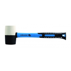 Ciocan din cauciuc Hogert cu maner din fibra de sticla, 680g, fata bicolora, ergonomic, anti-alunecare HT3B052 - Img 1