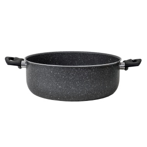 Cratita aluminiu Zilan, 28 cm, 6 l, cu capac sticla, inaltime 11 cm, grosime 2.1 cm, negru, ZLN2003 - Img 3