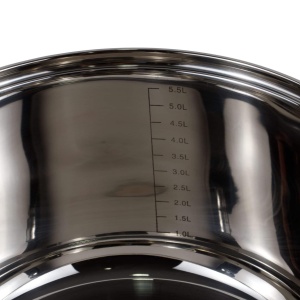 Cratita inox Floria, 25 cm, capacitate 5.5L, inaltime 15 cm, maner gol, baza 3 straturi, compatibila inductie, ZLN4069 - Img 2
