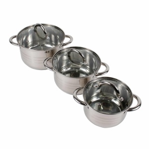 Cratite Floria, 3 cratite inox cu capac, 1.5L + 2L + 3L, baza 3 straturi, 16x11 cm + 18x12 cm + 20x13 cm, ZLN4083 - Img 2