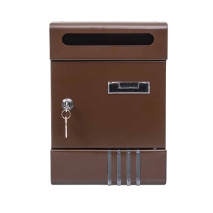 Cutie postala metalica Zilan, 20.5x6.5x29.1 cm, montare perete, utilizare comercial, laterala, maro, ZTS5734_M