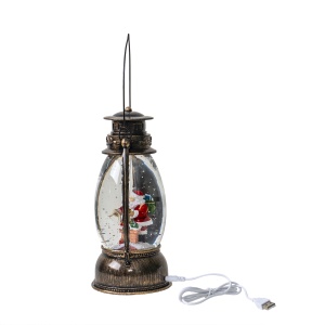 Figurina Felinar de Craciun muzical Zilan, cu 8 melodii, fulgi de zapada, LED alb cald, 20x15x25 cm, CD4154B - Img 3