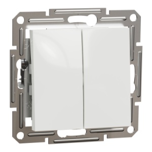 Intrerupator dublu Schneider Asfora, alb, 10A, IP20, 230V, 7x7x4 cm, EXT10654 - Img 1