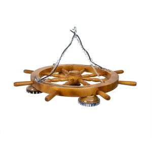 Lustra lemn, 4 castrone, diametru roata 47cm, diametru total 64cm, maro EXT10413_1 - Img 2