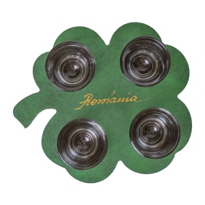 Pahar shot Zilan, set 4 bucati, 50ml, suport lemn trifoi, transparent/verde, 8 cm, EXT6091 - Img 2