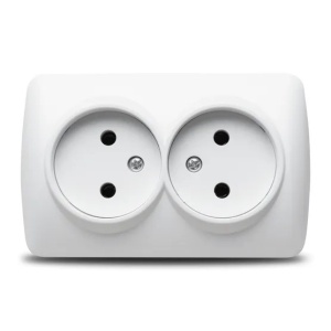 Priza dubla aplicata Horoz Eva 16A, 250V, alba, tip schuko, 106x63x33 mm, EXT112-003-0002