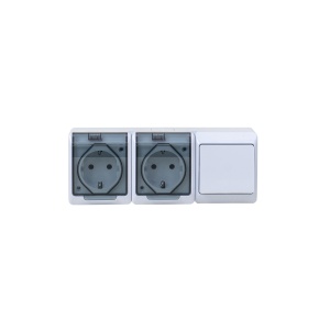 Priza dubla Zilan cu capac transparent, 16A/250V, IP44, 200x76x50 mm, ELPL-0327-33 - Img 1