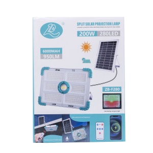 Proiector led Zilan cu incarcare solara, 200W, 280 leduri SMD, telecomanda, IP66, 27x20x5.5 cm, ZTS8211 - Img 2
