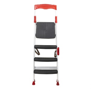 Scara metalica Zilan 3 trepte plus platforma, alb, 58cm lungime, 81cm latime, 138cm inaltime, suport 150kg, antiderapanta, ZLN0683 - Img 3