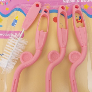 Set 4 perii curatare biberoane Z-TOOLS, roz, perie mare 17cm, perie mica 12cm, ZTS9099 - Img 2