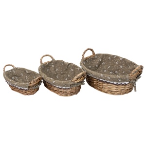 Set cosuri de rachita Zilan, ovale, 36x29x18 cm + 32x23x16 cm + 26x17x13 cm, maro deschis, ZTS8430 - Img 3