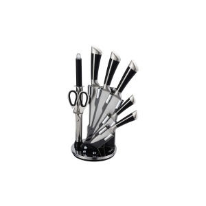 Set cutite Zilan 8 piese din otel inoxidabil, suport acrilic 360°, cutit chef 20 cm + cutit paine 20 cm + cutit feliat 20 cm + satar 18 cm + cutit utility 12.7 cm + cutit 9 cm + foarfeca, cod ZLN1634 - Img 1