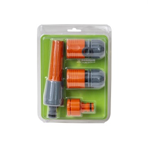 Set pistol multifunctional Zilan pentru furtun si conectori, 4 piese, gri/portocaliu, ZTS5499 - Img 3