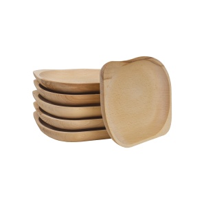 Set platouri din lemn de fag Zilan, 6 bucati, forma frunza, 23x20 cm, EXT6181 - Img 2