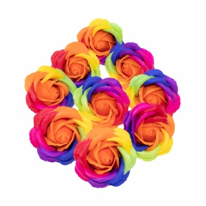 Set trandafiri din sapun love, 9 buc, multicolor, 8 cm, CD4080-MiezPortocaliu - Img 1
