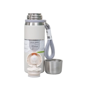 Termos Zilan inox 700ml, capac inox cu functie de pahar, sita si bratara pentru transport, dimensiuni 26x9x9 cm, inaltime 25cm, ZTS8442 - Img 2