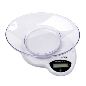 Cantar de bucatarie Zilan, electronic, 3kg, alb, plastic, oprire automata, indicator suprasarcina, 38x13x36 cm, ZLN7697 - Img 1