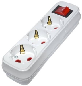 Cap prelungitor Horoz cu 3 prize, curent maxim 16A, 250V, alb, 19x5x4.5 cm, EXT200-300-302