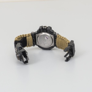 Ceas barbatesc multifunctional Z-TOOLS, cu LED, rezistent la apa, busola, fluier, termometru, alarma, cronometru, lumina de fundal, curea ajustabila 16x10x6 cm, ZTS8274 - Img 3