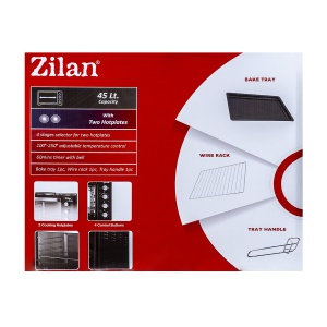 Cuptor electric cu plita Zilan, 2 arzatoare, 45l, 1600W, 56x36x34 cm, negru, ZLN2935 - Img 6