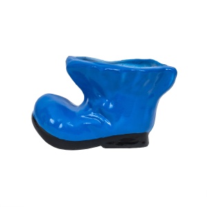 Decoratiune gradina Zilan, bocanc ceramic mic cu suport pentru flori, 18x10 cm, albastru, EXT6210_albastru - Img 1