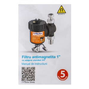 Filtru magnetic Zilan pentru sistem de incalzire, 1 miez magnetic, 11000 Gauss, 150mm/162mm, conectare 1”/DN25, cod EXT10751 - Img 3