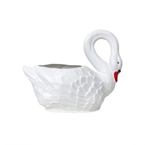 Ghiveci decorativ Zilan, plastic, alb, model lebada, lungime 53cm, inaltime 43cm, EXT6073 - Img 2