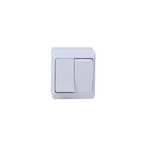 Intrerupator dublu Zilan, alb, 10A/250V, IP44, 6x7x5 cm, ELPL-0332-02