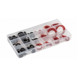 Kit etansare hidraulic HOGERT, 141 bucati, negru pentru apa rece + rosu pentru apa calda, 18 dimensiuni, cutie compartimentata, HT8G510