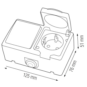 Modul priza si intrerupator Zilan, priza shucko 10A, 250V, IP54, putere priza 3680W, putere intrerupator 2300W, 12.5x7.6x5 cm, EXT112-100-0003 - Img 2