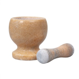 Mojar din marmura Zilan, 10cm diametru, 10.5cm inaltime, pistil 13cm, somon, ZTS8043 - Img 2