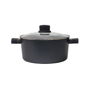 Oala cu capac sticla Zilan, 24 cm, 3L, aluminiu, emailat, negru, cod ZLN0843