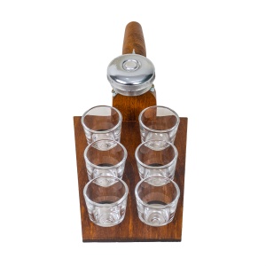 Pahar shot Zilan cu suport si clopotel, set 6 bucati, sticla transparenta, 30ml, 10x10x7cm, EXT7244 - Img 3